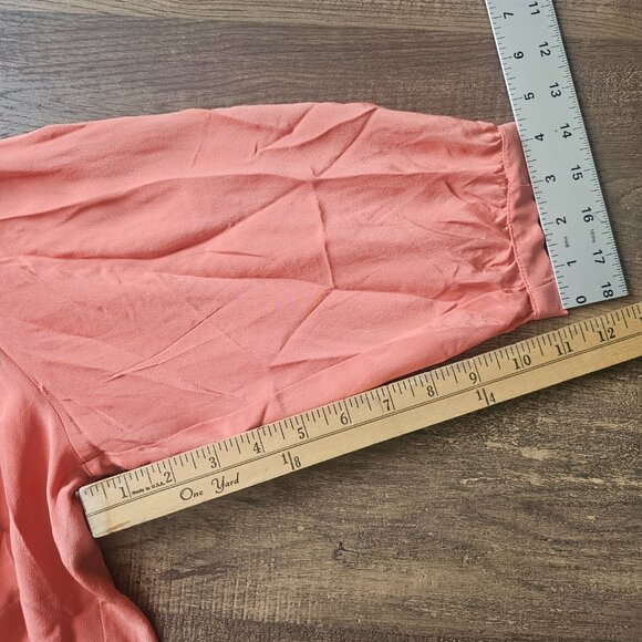 Amour Vert 100% Silk 3/4 Sleeve Blouse Top, XS, Coral - Picture 4 of 8